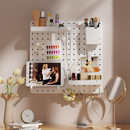 Pegboard Combination Kit - Pegboards and Accessories Modular Hanging for Wall Organizer, Crafts Organization, Ornaments Display, Nursery Storage, Peg Board