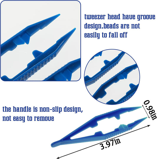 Mabor 10Pcs Plastic Tweezers for Kids Crafts, Colored Tweezers for DIY Crafting Jewelry Making Creative Beading Projects Home Classroom School Supplies