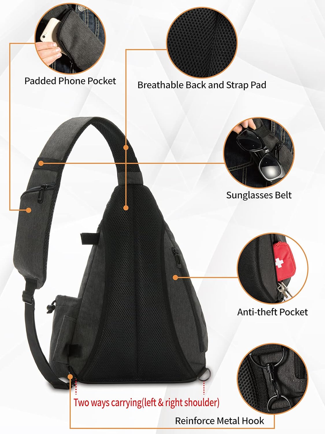 MOYAQI Disc Golf Bag with Retriever Holder and Storage Pockets, Disc Golf Backpack with 8-10 Disc Capacity, Padded Adjustable Strap and Back Panel, Lightweight and Durable
