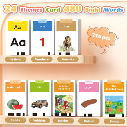 HOMESTEC Toddler Talking Flash Cards with American Accent and 288 Sight Words for Speech Therapy Learning Montessori Sensory Play for Boys and Girls Ages 3 to 6 Birthday Gifts (Pink)