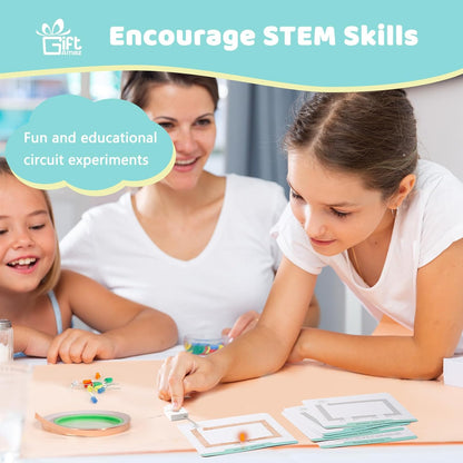 GiftAmaz Paper Circuits Kit for Kids, STEM Electric Circuit Kit, Child-Friendly Paper Circuit Board, Led Light Diodes, Copper Foil Tape, Educational STEM Toys Science Experiments Kit for Kids 8-12