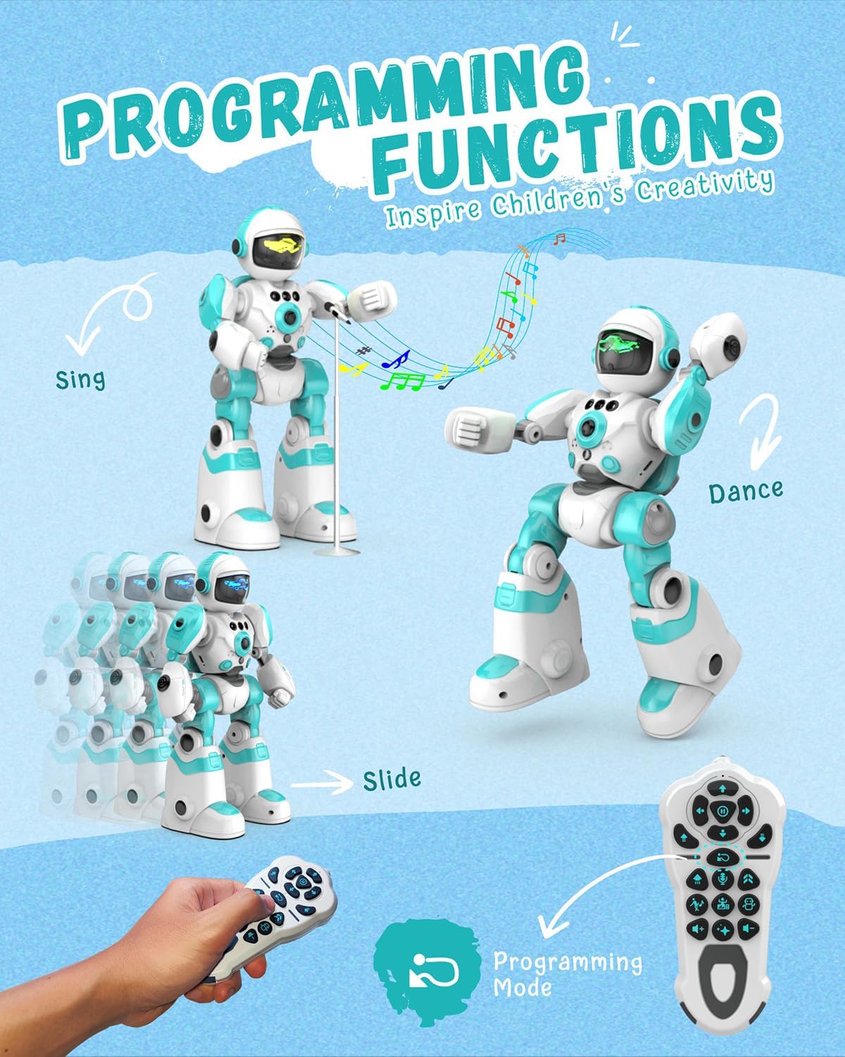 Toys for 3-8 Year Old Boys and Girls, Rechargeable Robot Toys for Kids with Recording Voice, Programming, Gesture Sensing, Singing, Dancing, RC Robot Birthday Gifts for Boys and Girls