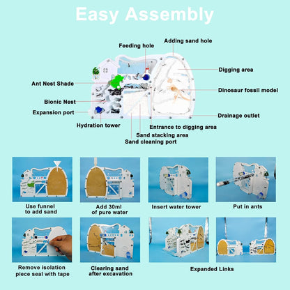 EXBEPE Large Sand Ant Farm Castle,Ant Habitat with Dinosaur Digging to Study Ant Colony Ecosystem Behavior,Science Educational Gift for Kids
