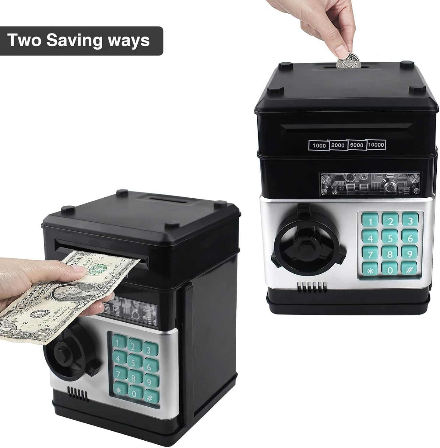 HUSAN Piggy Banks Money Banks for Kids, Electronic Password Code Money Banks ATM Banks Box Coin Bank for Children Boys and Girls (Grey Bue)