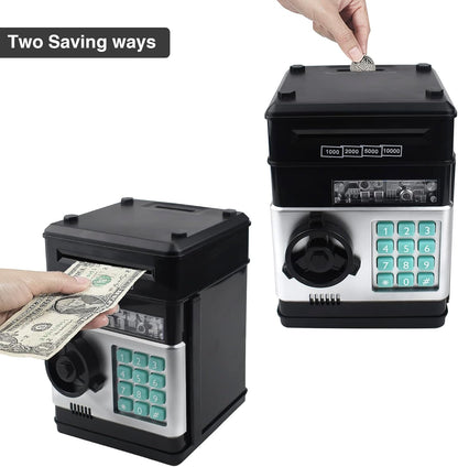 HUSAN Piggy Banks Money Banks for Kids, Electronic Password Code Money Banks ATM Banks Box Coin Bank for Children Boys and Girls (Grey Bue)