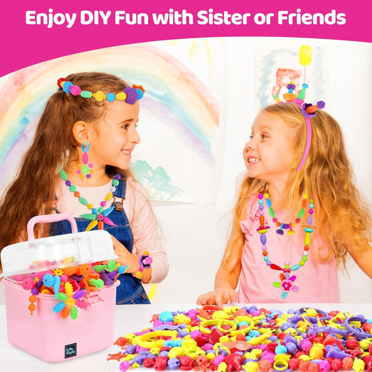 NIDOOT 550Pc+ Pop Beads Jewelry Making kit for Girls 4-6, Arts and Crafts for Kids Ages 4-8, Toys for 4 5 6 Years Old Girl Birthday Christmas Gifts Ideas, Bracelet Necklace Ring Snap Bead Set