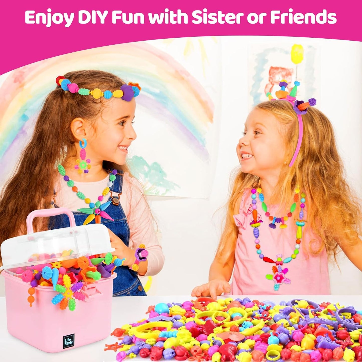 NIDOOT Pop Beads for Girl + Kids Camera for Boys, Toy for 3 4 5 6 7 Year Old Girl & Boys Gifts, HD Selfie Toddler Camera and Jewelry Making Kit for Girls 4-6