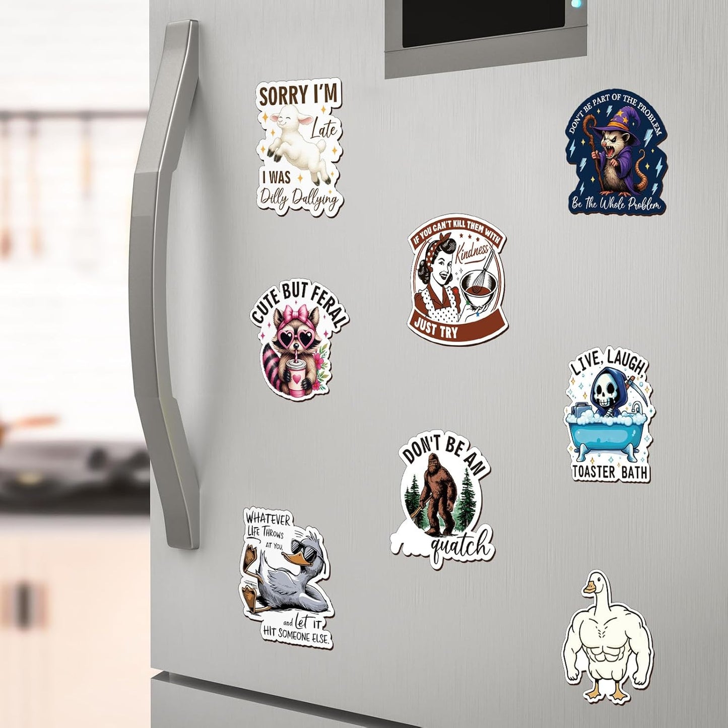 Xuhal 50 Pcs Funny Fridge Magnets Bulk Reusable Expressions Cute Animal and Words Refrigerator Magnets for Adults Home Office Kitchen Decoration (Classic Style)