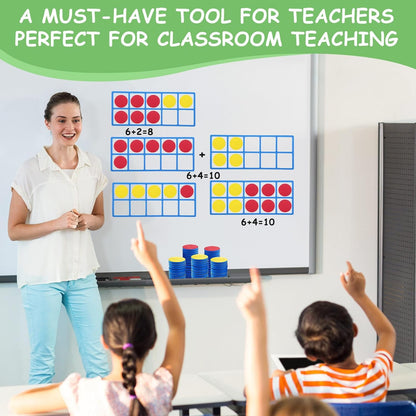 WinnerWhy 2 Set Giant Magnetic Foam Ten Frames Set, Early Math Manipulative, Frames with Disks, Teach Number Concepts, Addition and Subtractionfor Kids, Kindergarten Math Games