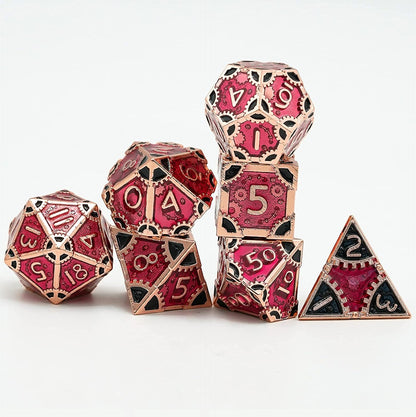 UDIXI Steampunk Metal Dice Set, 7 Die Polyhedral DND Dice Set for D&D Role Playing Game and Math Teaching (Ancient Copper)