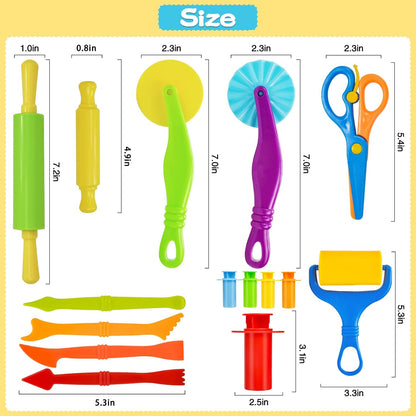 LCY WEDSHI Dough Tool Set, 9 Pcs Dough Tools Sets for Kids Ages 4-8, Dough Accessories Includes Cutters Roller, Rolling Pins, Safety Scissors, Plastic Knife, Plastic Rollers