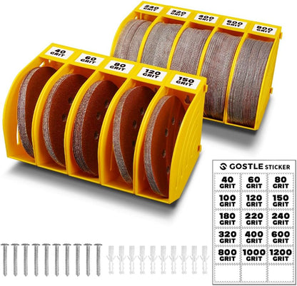 5 Inch Professional Sanding Discs Storage Bins - 8 Bins Set for Efficient Organization, Offset Snap-On Connection, Grit Classification, Space-Saving Design and Versatile Application, Red