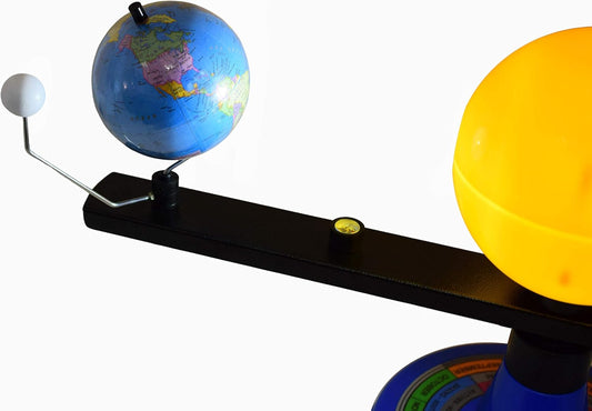 EISCO Illuminated Sun, Earth & Moon Orbital Model, 12.25" H x 16.25" W - 12V Light Bulb Demonstrates Sunlight on Earth & Moon - Solar Eclipse Demonstration - Includes Experiment Guide