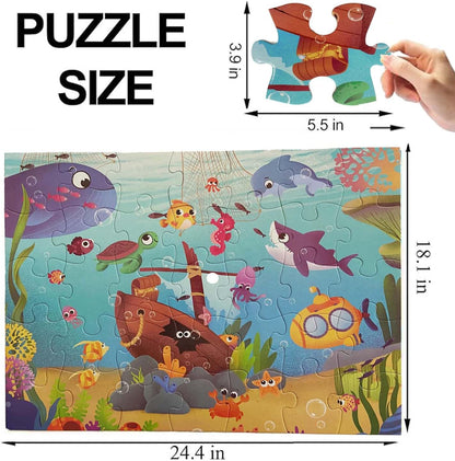 Jumbo Floor Puzzle for Kids, Large Jigsaw Puzzles 35 Piece for Kids Ages 3-5,Preschool Learning & Education Toys, Gifts for 4-8 Year Old Boys and Girls (Grassland Animal)
