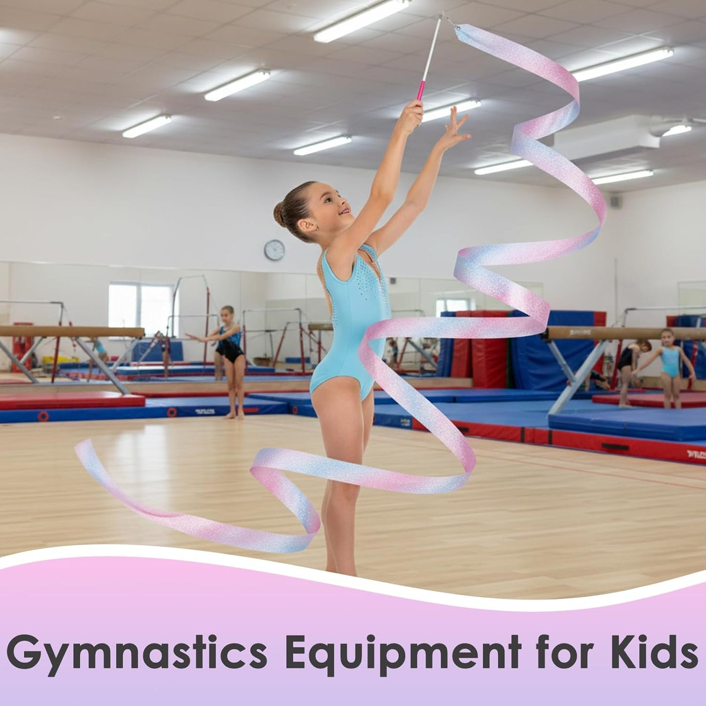 YGEOMER Ribbon Wands, 12pcs Rainbow Gymnastics Ribbons for Kids, Twirling Dance Sticks for Artistic Dancing, Talent Shows & Birthday Party Props