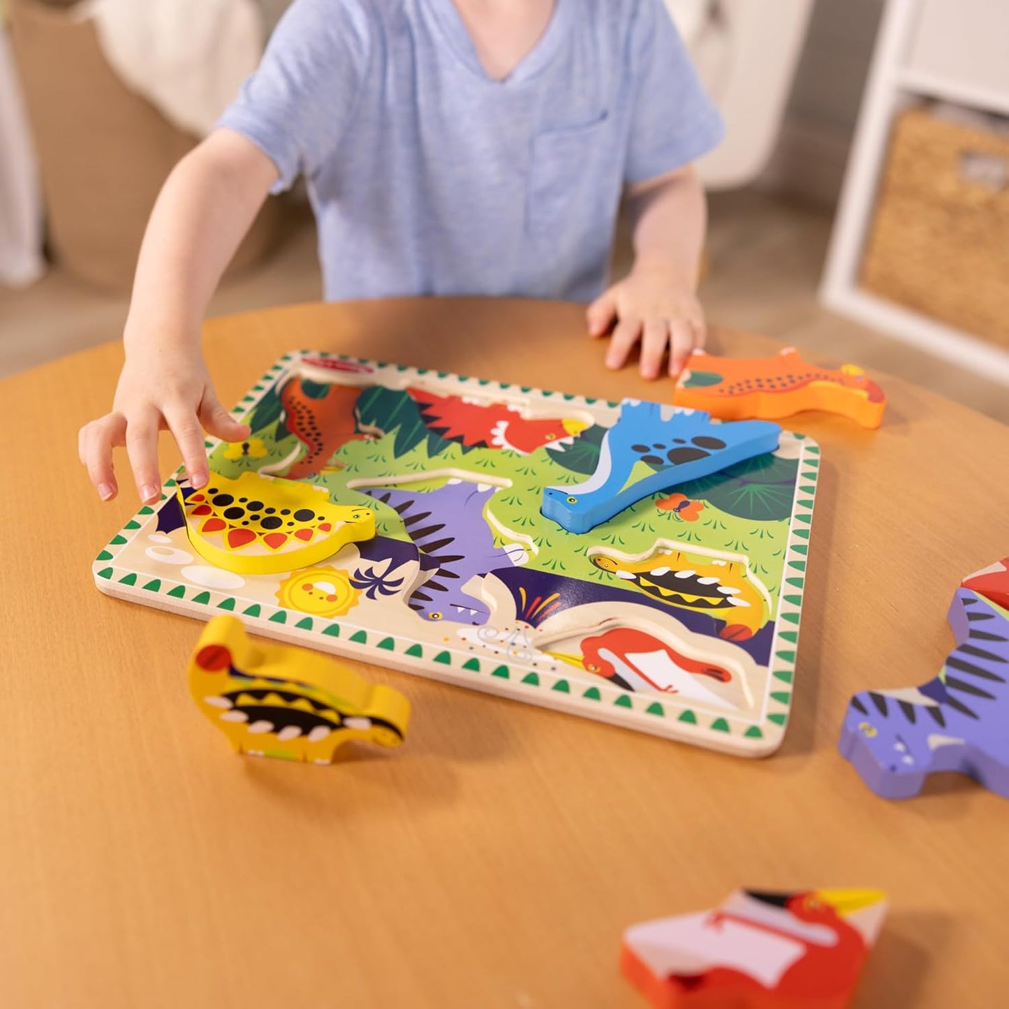 Melissa & Doug Safari Wooden Chunky Puzzle (8 pcs), Educational Screen Free Activity for Toddler, Preschoolers and Kids Ages 2+ - FSC Certified