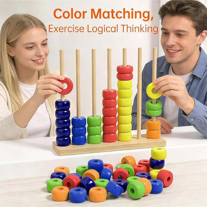 Color Matching Stacking Puzzle Game Color Stack Challenge Competitive Tabletop Brain Teaser for Family Game with Racks, Rings, Cards Night Stack Solve Set (1 Pack)