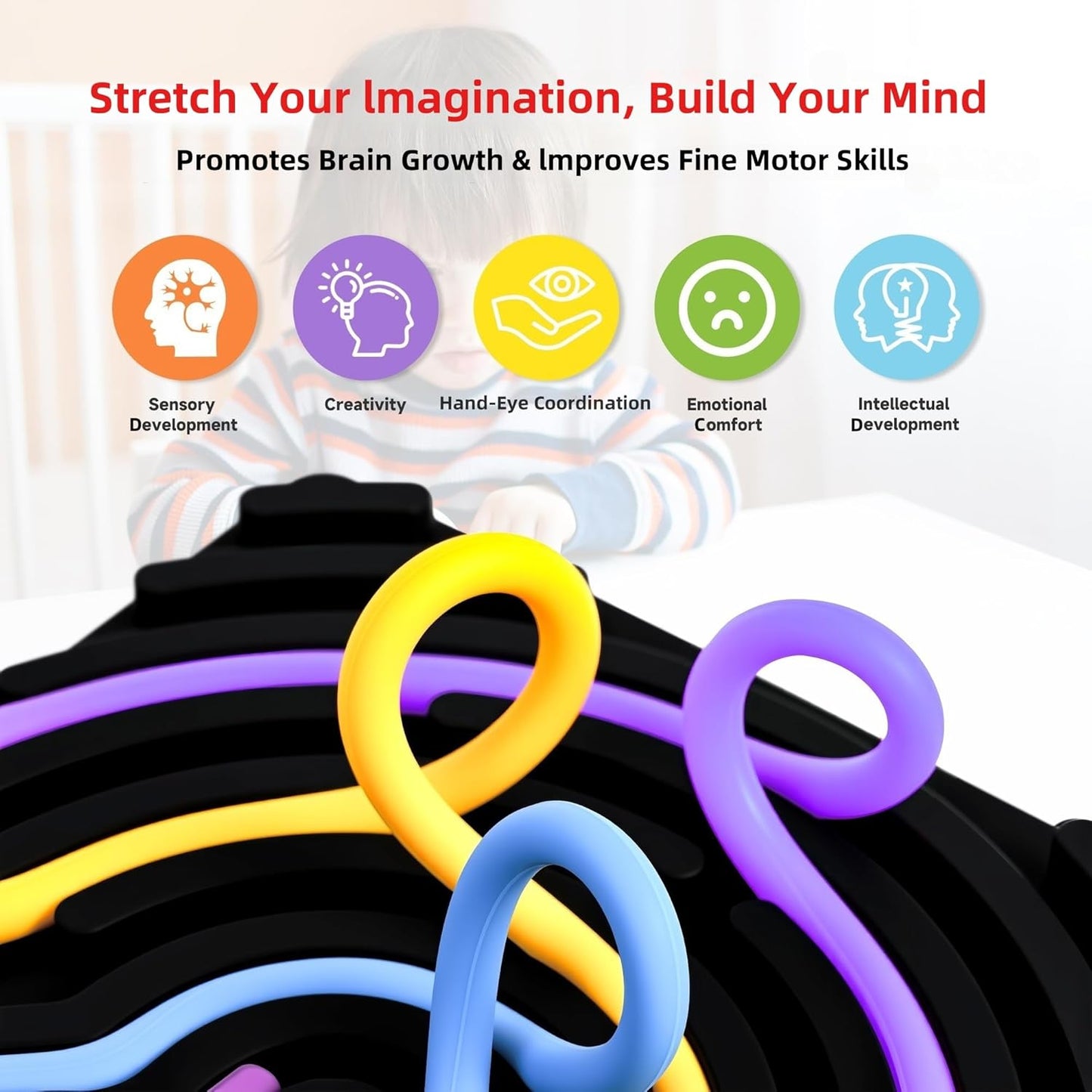 Sensory Board for Kids –Durable Silicone Sensory Activity Board –Sensory Toys for Kids with Autism, ADHD, Anxiety & Stress–Toddlers Calming Travel Essentials Fidget Toy for Kids 3+ & Adults