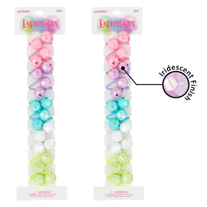20pc Ponytailers Balls Elastics 18mm Round Opaque Multicolored Twin Beads Bauble Holders Toddler Kids Braiding Styling
