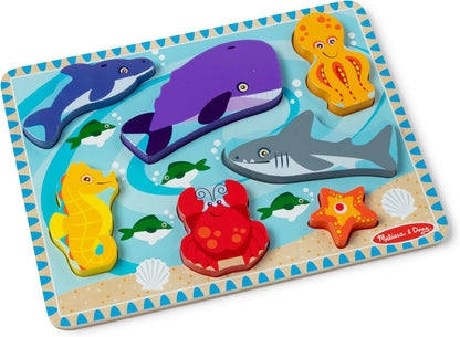 Melissa & Doug Sea Creatures Ocean Wooden Chunky Puzzle - 7 Pieces