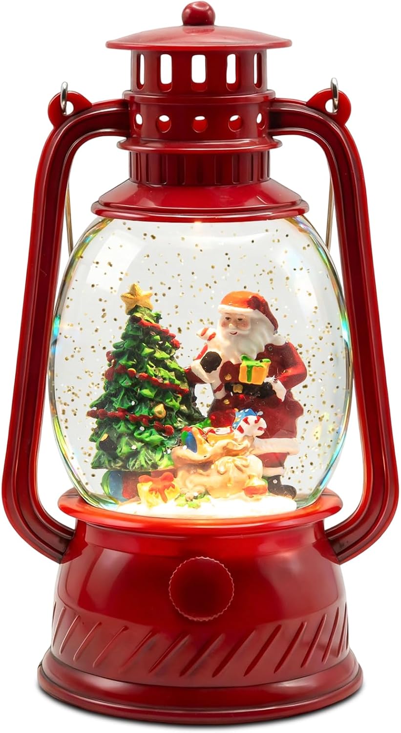 Christmas Snow Globes Lantern, Church and Christmas Tree Christmas Decorations Indoor, 6H Timer Battery & USB Powered Light Up Musical Snow Globes for Kids Women Adults Gift Thanksgiving Home Decor