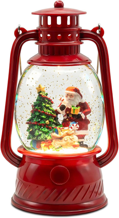 Christmas Snow Globes Lantern, Church and Christmas Tree Christmas Decorations Indoor, 6H Timer Battery & USB Powered Light Up Musical Snow Globes for Kids Women Adults Gift Thanksgiving Home Decor
