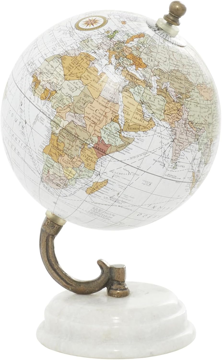 Deco 79 Marble Globe with Marble Base, 5' x 5' x 8', Teal