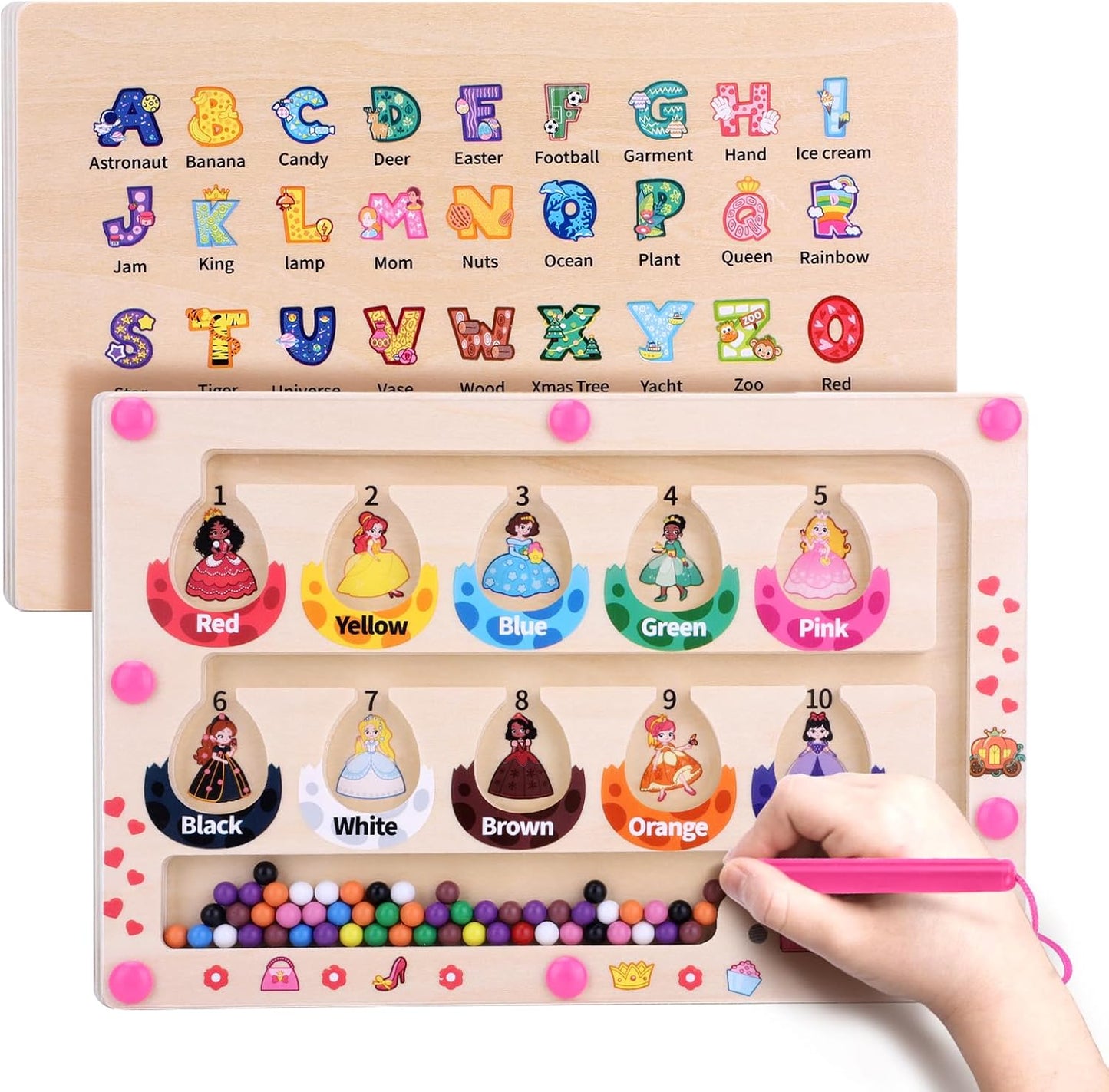 Uiseba Dinosaur Mini Magnetic Color and Number Maze Montessori Toy for Ages 3 4 5, Toddler Busy Board, Educational Preschool Learning Activities, Ideal Christmas & Birthday Gift for Boys and Kids