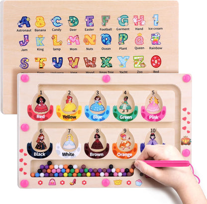 Uiseba Dinosaur Mini Magnetic Color and Number Maze Montessori Toy for Ages 3 4 5, Toddler Busy Board, Educational Preschool Learning Activities, Ideal Christmas & Birthday Gift for Boys and Kids