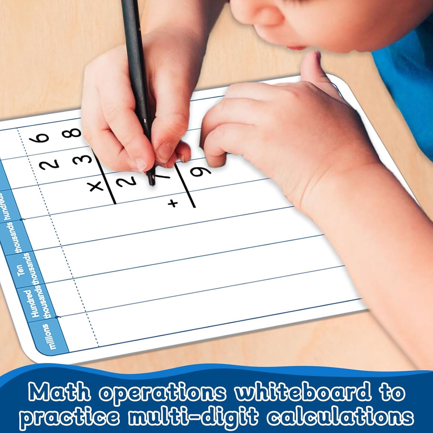 24Pcs Place Value Chart Dry Erase Flash Cards Double Sided Addition Subtraction Cardboard Math Whiteboard Math Manipulatives Teacher Portable Tool 12" x 9"