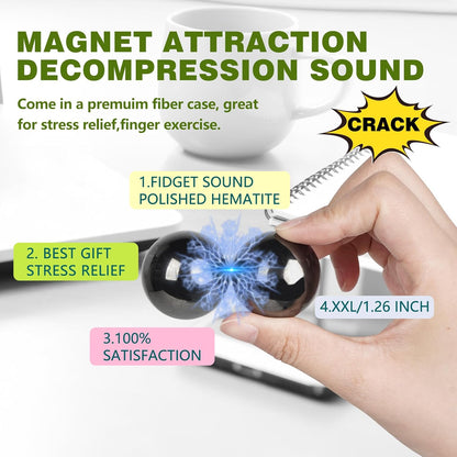 Umnodobn Magnet Slime Putty, Fidget Toy Ferrite Putty Beads, Hematite Magnetic Stones Eggs with 1.26 inch Magnet Balls, Cool Desk Toy, EDC Toy Science Kit Gift