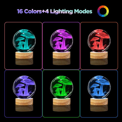 3D Solar System Crystal Ball Night Light with 16 Color LED Wooden Base, Upgraded 3.15 Inch Galaxy Planets Glass Ball Lamps with Remote for Birthday Christmas, Astronomy Space Gifts for Boys Girls