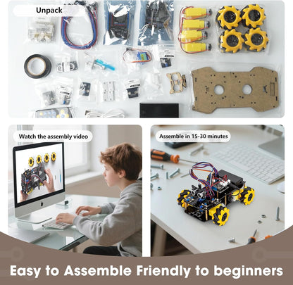 ACEBOTT Robot Kit, Robotics for Kids Ages 8-12 12-16, STEM Toys for Boys with Remote & App Control, Arduino & Scratch Compatible, Science Kits for Kids Age 8-12 12-16, for Boys & Girls(Yellow)