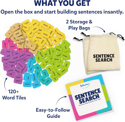 Skillmatics Educational Board Game - Sentence Search, Fun Learning Toys and Games for Kids, Sentence Building Activity, Creative Word Play, 120+ Tiles (1.3 x 1 Inches), Gifts for Ages 5, 6, 7, 8