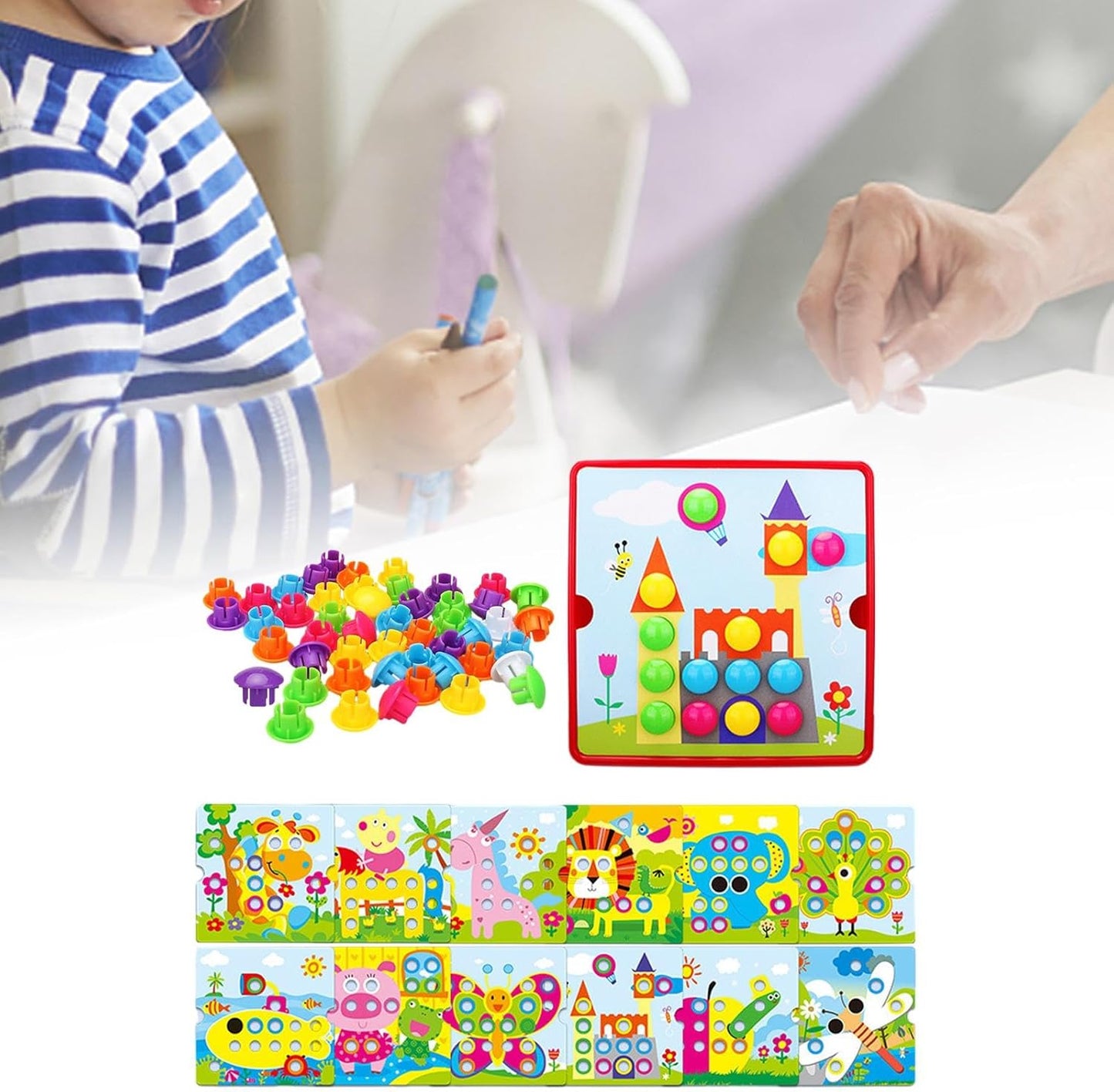 Creative Pegboard Game Set for Toddlers and Preschoolers, Style E