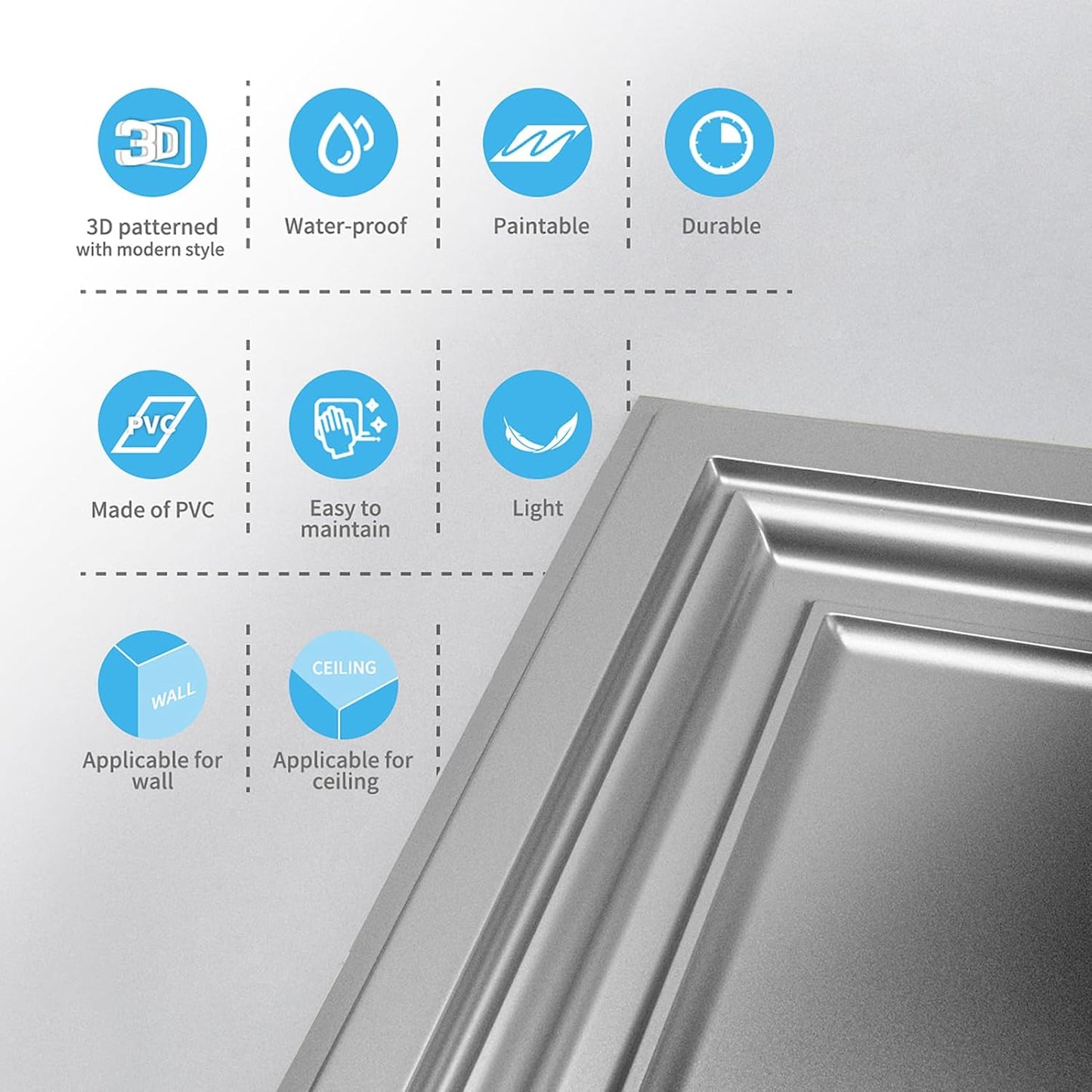 Art3d PVC Ceiling Tiles, 2'x2' Plastic Sheet in Black (12-Pack)