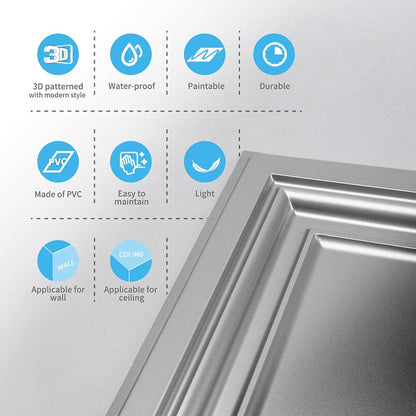 Art3d PVC Ceiling Tiles, 2'x2' Plastic Sheet in Black (12-Pack)