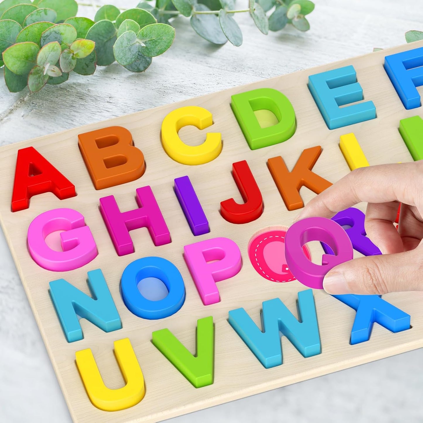 Zeoddler Alphabet Puzzles, ABC Preschool Learning Toys, Wooden Toys for Toddlers, Alphabet Shape Puzzles for Kids, Gift for Girls Boys
