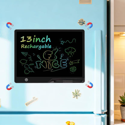 Magnetic LCD Writing Tablet for Fridge, 13 Inch Writing Tablet for Kids, Toddler Drawing Pad, Learning Toys for Boys Girls Ages 3.4.5.6.7.8, Writing Board for to-Do Lists and Family Messages (Blue)