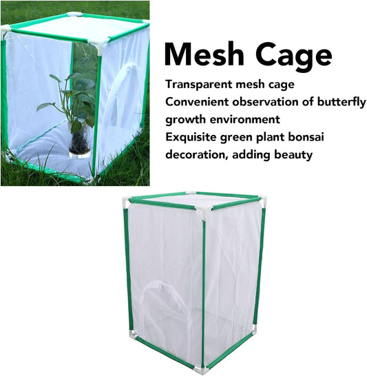 Clear Mesh Butterfly Enclosure, Transparent View Butterfly Habitat Sturdy Frame Chameleon Cage for Exploration Observation Small Creature Care