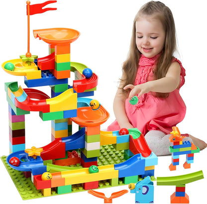 Marble Run Building Blocks for Kid: 3 4 5 6 8 Year Old Montessori Education Preschool STEM Toy - Age 4-8 Kids Creative Puzzle Marbles Track - Christmas Birthday Gifts for Boys Girls
