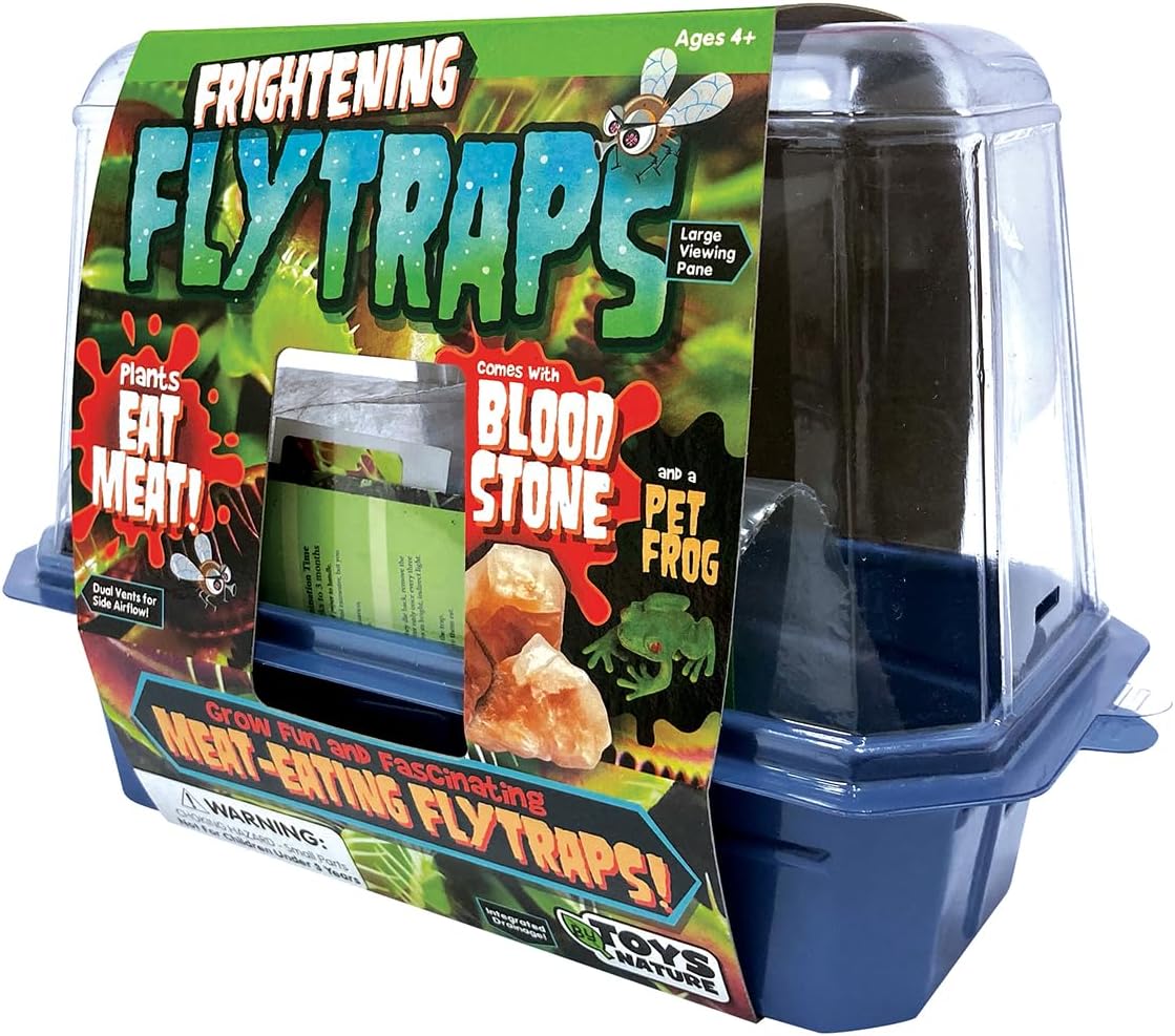 Toys By Nature Miniature Worlds Terrifying Venus Flytrap Terrarium Starter Kit for Kids and Adults, Watch Indoor Carnivorous Fly Traps Grow! Just Add Water! (Frightening Flytraps)