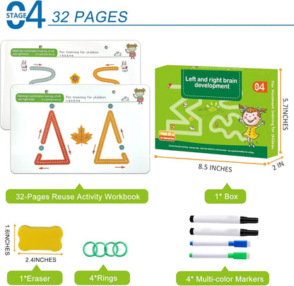 Scribble Smart Workbook, Handwriting Practice Workbook, Reusable Preschool Workbook and Tracing Book, Little Curious Mind Magic Scribble Smart Workbooks for Kid Ages 3-5 (4pcs Set)