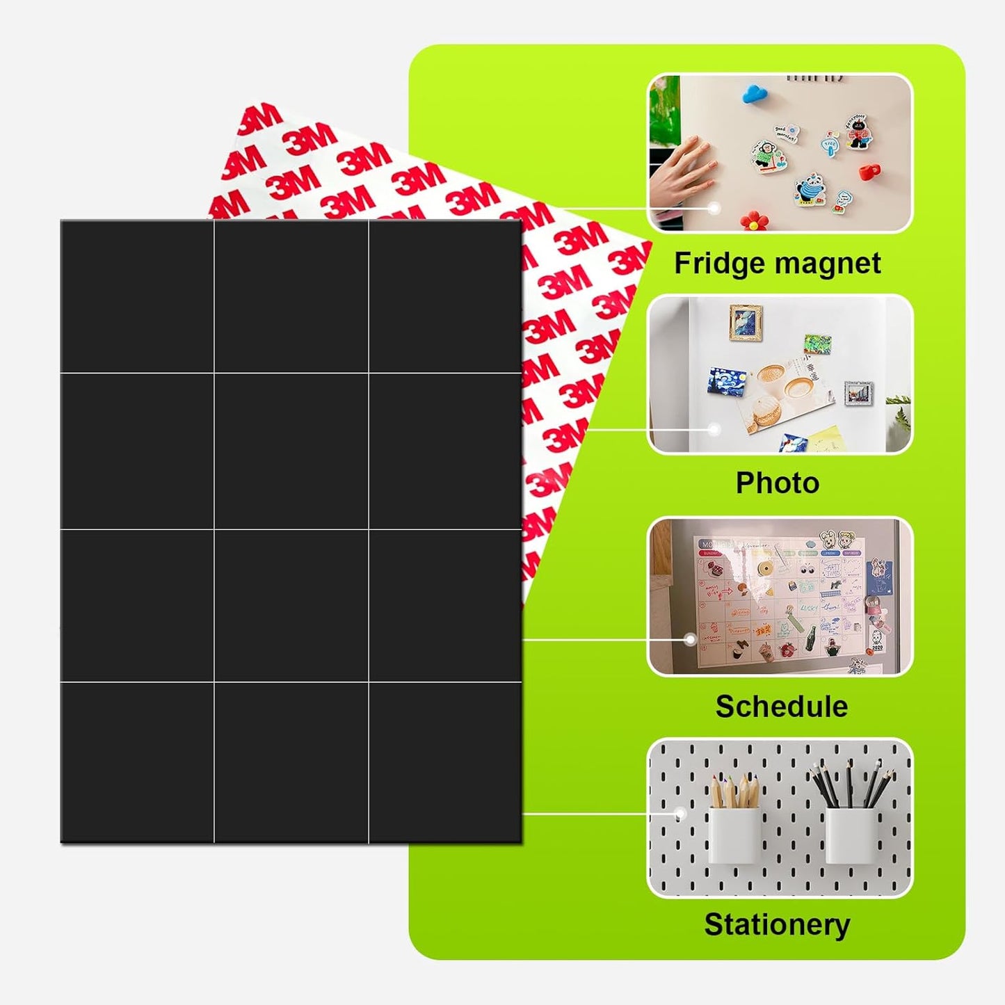 Magnetic Squares with Adhesive Backing(36PCS Each 1.5" x1.5"),Pre-Cut Self Sticky Magnets as Back to School Supplies,Peel and Stick for Cards/Picture/Poster (80mil Magnet)
