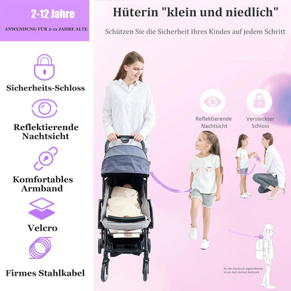 Toddler Harness Walking Leash- Child Anti Lost Wrist Link - Child Safety Harness - Upgrade with Reflective(6.5ft) - for Boys and Girls,Not Easy to Open Without Key (Light Pink)