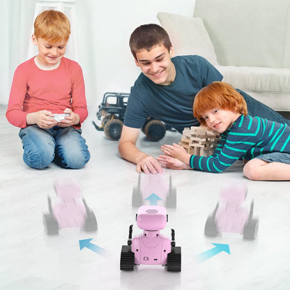 ALLCELE LED RC Robot Toys for Girls with Programming, Music, Demo and LED Function, Remote Control Robot Toy, Gift for Girls 3-8 Years Old Blue Pink