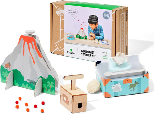 KiwiCo Volcano Science Kit for Kids Ages 5–8 – STEM Educational Toy & Science Gift with Rock & Mineral Exploration, Real Geodes, Magnifying Lens, Display Case & Eruption Experiment