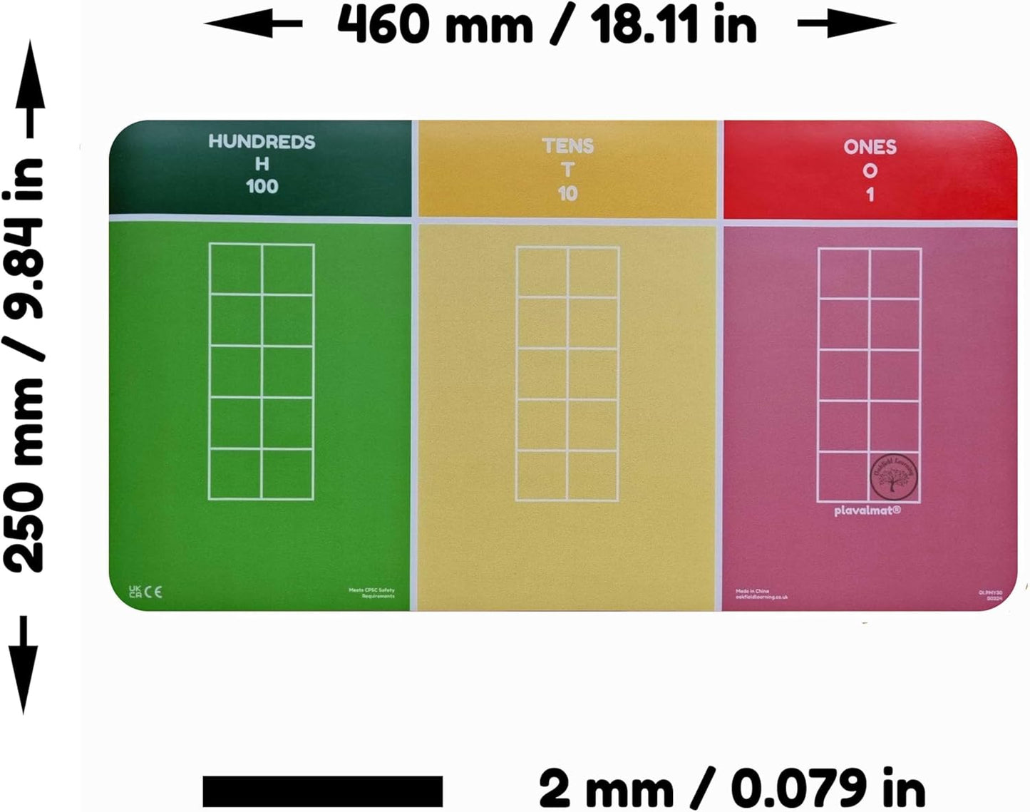 plavalmat® Multifunctional Math Mat Place Value Chart (Millions to 0.001 with fraction, decimal and percentage equivalents, units of metric measure and money)