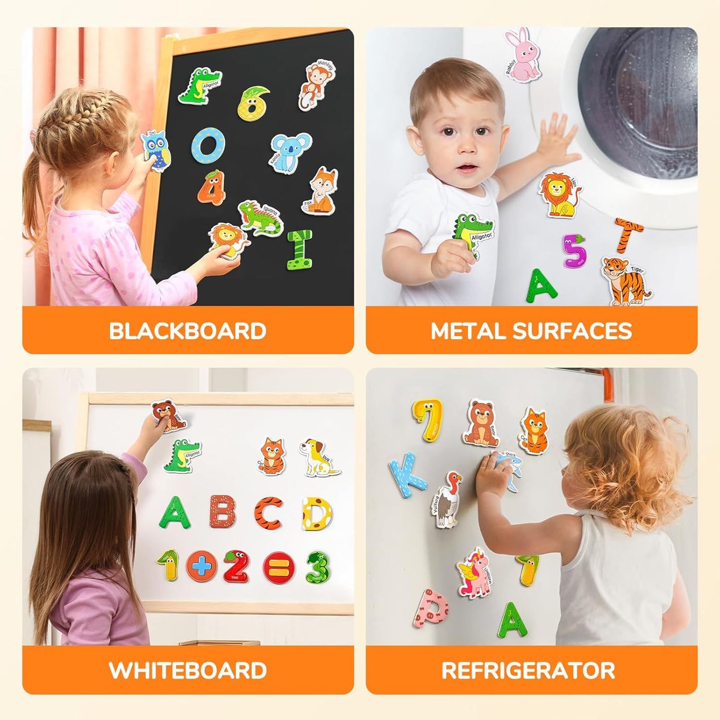 JoyCat Wooden Magnets for Kids – 26 Cute A-Z Animals Fridge Magnets for Toddlers, Large Magnetic Animal Refrigerator Toys, Fun Educational Learning Gifts for Toddlers 2 3 4 5 Years Old