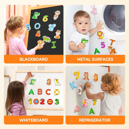 JoyCat Wooden Magnets for Kids – 26 Cute A-Z Animals Fridge Magnets for Toddlers, Large Magnetic Animal Refrigerator Toys, Fun Educational Learning Gifts for Toddlers 2 3 4 5 Years Old
